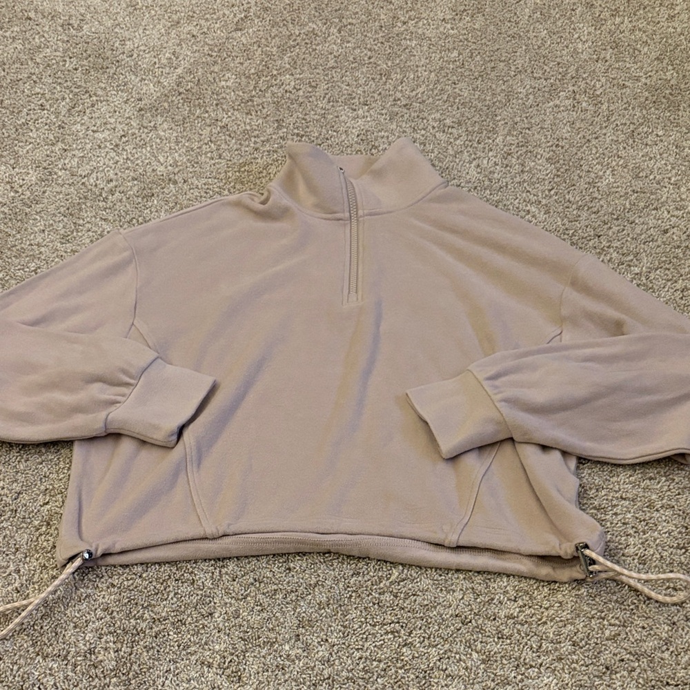 Varley Taupe Quarter-Zip Pullover